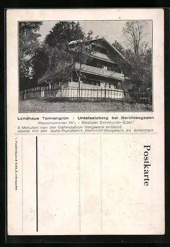AK Berchtesgaden-Untersalzberg, Hotel Landhaus Tannengrün