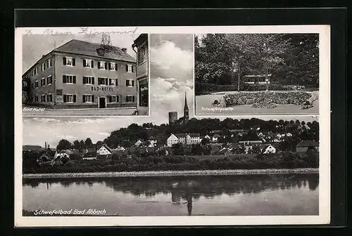 AK Bad Abbach, Ortsansicht, Bad-Hotel, Schwefelquelle