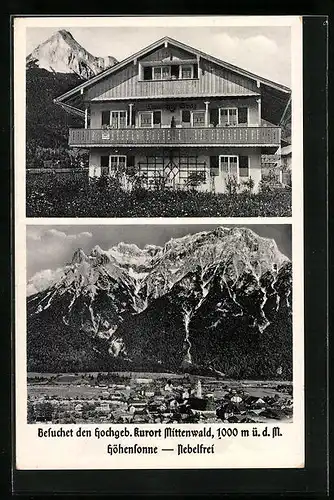 AK Mittenwald, Hotel Landhaus Graf, Hindenburgstrasse 262 g, Ortsansicht