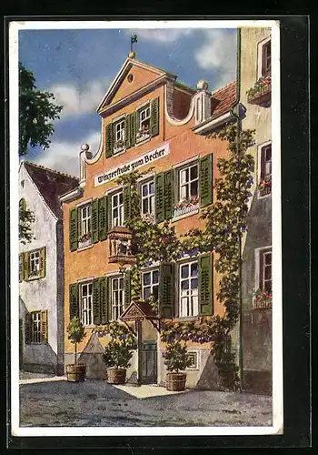 Künstler-AK Meersburg, Gasthof Winzerstube zum Becher