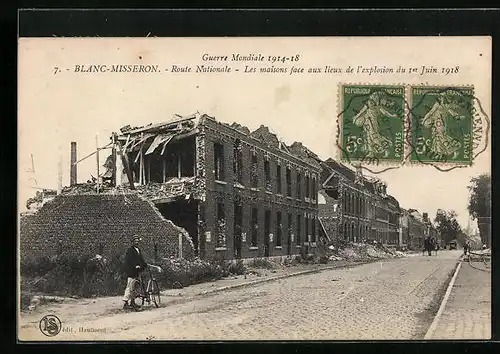 AK Blanc-Misseron, Guerre Mondiale 1914-18, Route Nationale