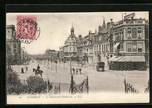 AK Cambrai, Le Boulevard Faidherbe