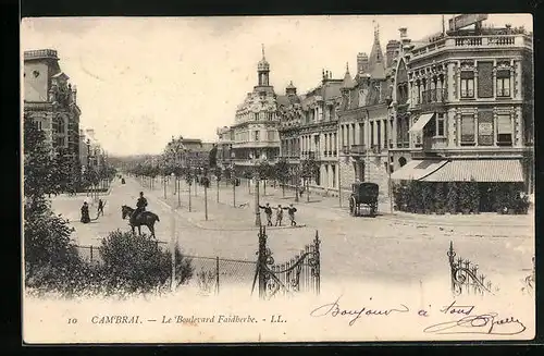 AK Cambrai, Le Boulevard Faidherbe