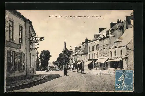 AK Trélon, Rue de la Liberté et Rue Nationale