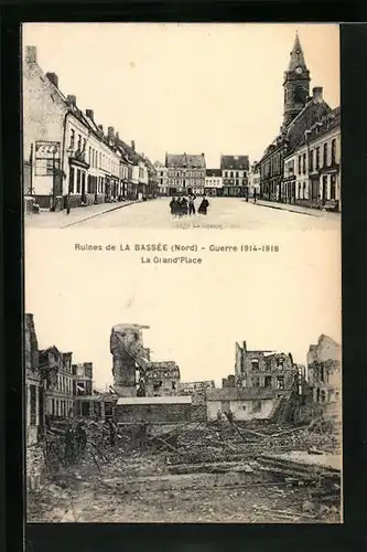 AK La Bassée, Guerre 1914-1918, Ruines, La Grand`Place