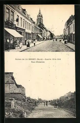 AK La Bassée, Guerre 1914-1918, Ruines, Rue d`Estaires