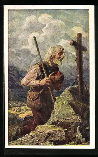 Künstler-AK Thomas Riss: Am Wetterkreuz