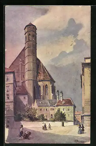 Künstler-AK Rudolf Preuss: Wien, Minoritenkirche