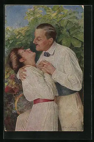 Künstler-AK Arno von Riesen: Schöne Frau in den Armen ihres Geliebten