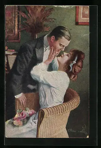 Künstler-AK Arno von Riesen: Paar in den Flitterwochen