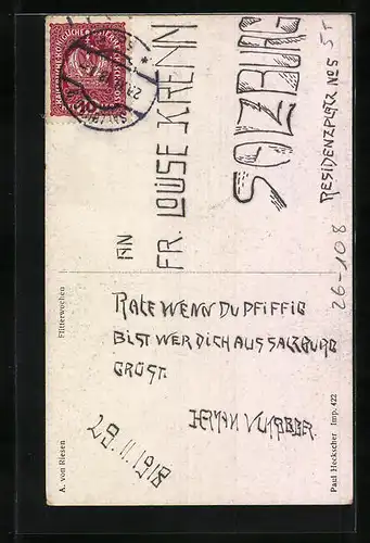 Künstler-AK Arno von Riesen: Paar in den Flitterwochen