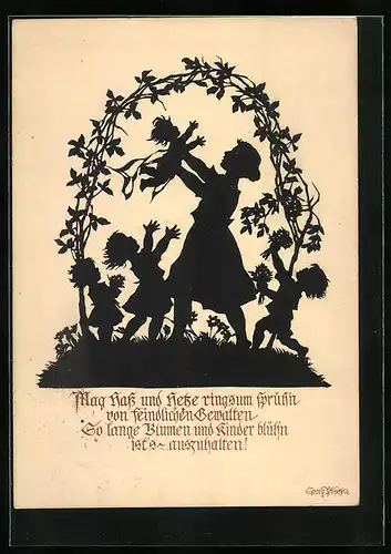 Künstler-AK Georg Plischke: Mutter spielt mit ihren Kindern