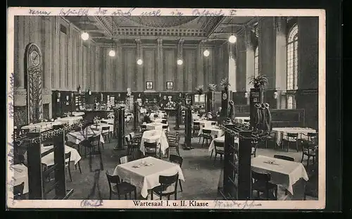 AK Hagen i. Westf., Bahnhofs-Gaststätten im Hauptbahnhof, Wartesaal I. u. II. Klasse, Innenansicht