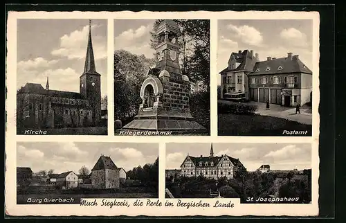 AK Much /Siegkreis, St. Josephshaus, Postamt, Burg Overbach