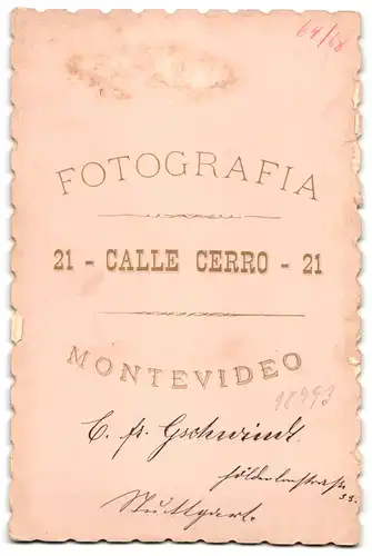 Fotografie Fotograf unbekannt, Montevideo, Calle Cerro 21, Portrait Herr Gschwinder mit Vollbart im Anzug