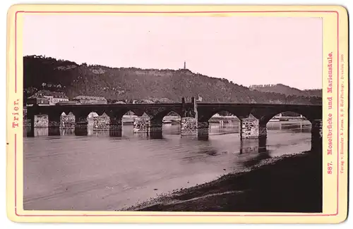 Fotografie Lichtdruck Römmler & Jonas, Dresden, Ansicht Trier, Moselbrücke mit Blick zur Mariensäule