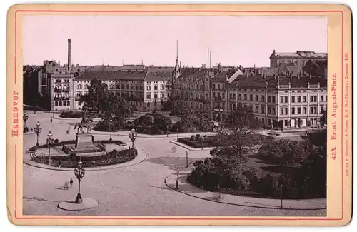 Fotografie Lichtdruck Römmler & Jonas, Dresden, Ansicht Hannover, Blick auf den Ernst August-Platz mit Denkmal