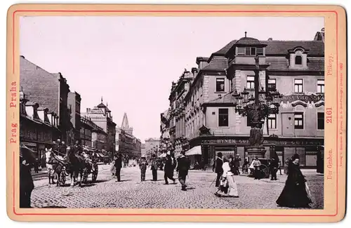 Fotografie Lichtdruck Römmler & Jonas, Dresden, Ansicht Prag, Blick in die Strasse Der Graben mit Passanten