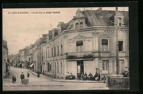 AK Le Lion-d`Angers, Grande-Rue et Hotel Paris