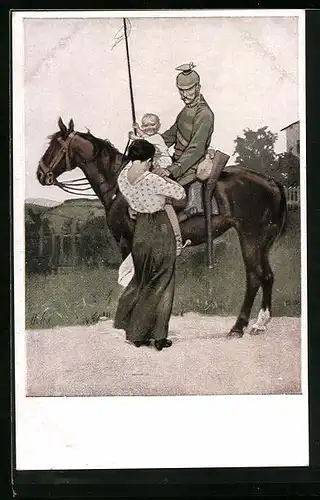 Künstler-AK Brynolf Wennerberg: Ulan nimmt Abschied von Familie