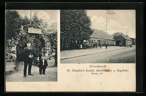 AK Hamburg-Altrahlstedt, A. Westphals Gasthof und Kegelbahn