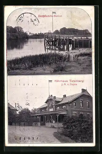 AK Hamburg-Tatenberg, Fährhaus von J. N. v. Deyen, Dampfschiffs-Station