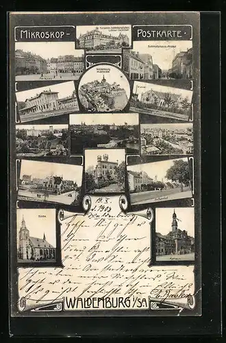 AK Waldenburg i /Sa., Bahnhof, Turnhalle, Rathaus