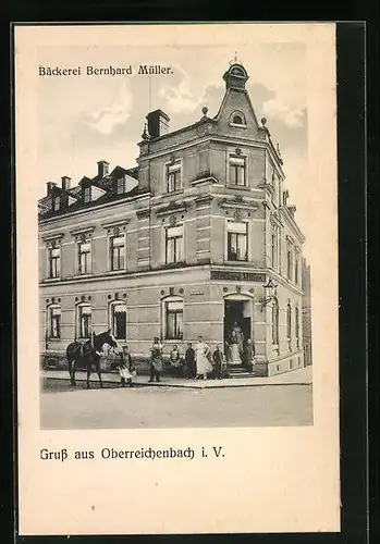 AK Oberreichenbach i. V., Bäckerei Berhard Müller