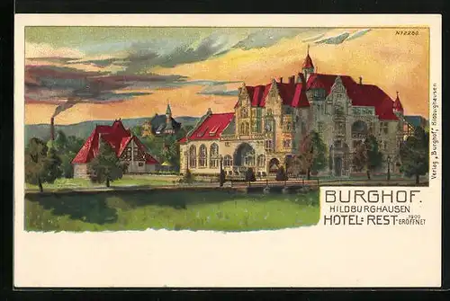 Lithographie Hildburghausen, Hotel-Restaurant Burghof