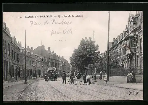 AK Mons-en-Baroeul, Quartier de la Mairie