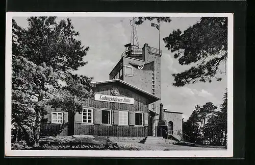 AK Maikammer /Weinstrasse, Unterkunftshütte und Aussichtsturm mit Observatorium auf dem Kalmit