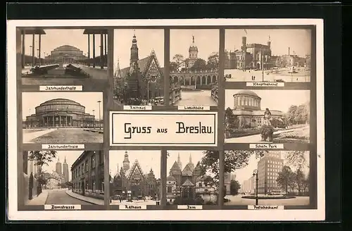 AK Breslau, Domstrasse, Hauptbahnhof, Postscheckamt