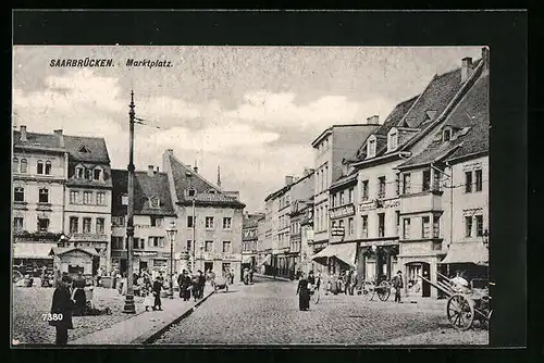 AK Saarbrücken, Buntes Treiben auf dem Marktplatz