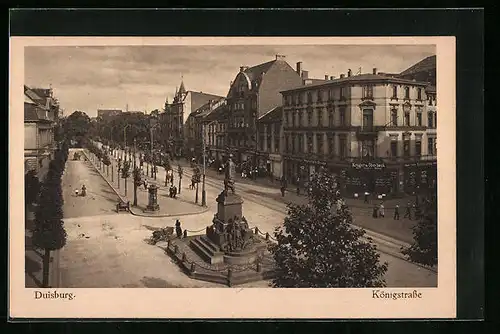 AK Duisburg, Königstrasse mit Strassenbahn