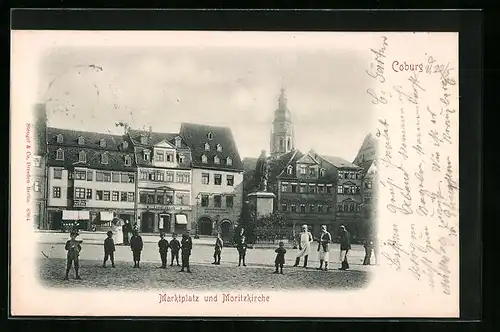 AK Coburg, Marktplatz und Moritzkirche