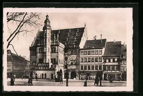 AK Schweinfurt, Rathaus und Geschäft von August Fischer