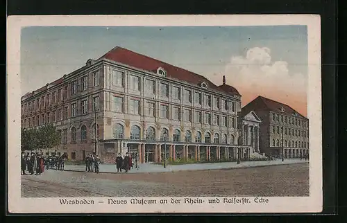 AK Wiesbaden, Neues Museum Ecke Rhein- und Kaiserstrasse