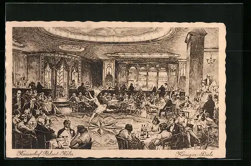 Künstler-AK Köln, Kaiserhof-Palast - Königin-Diele und Bar, Salomonsgasse 11
