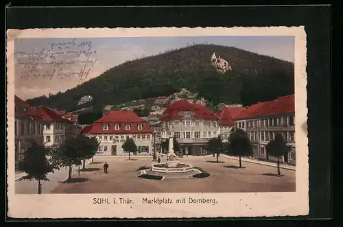 AK Suhl /Th., Marktplatz mit Domberg
