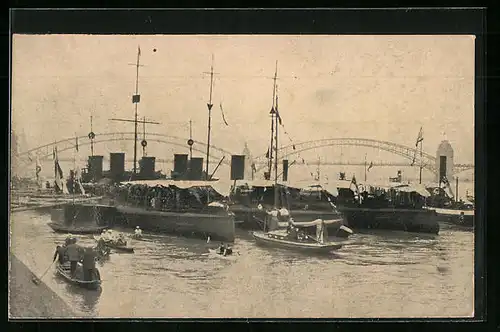 AK Düsseldorf, Marinekongress 1912 - Besuch der Torpedoboote