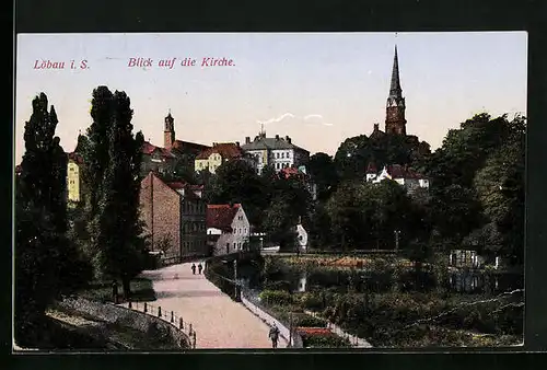 AK Löbau /Sa., Blick auf die Kirche