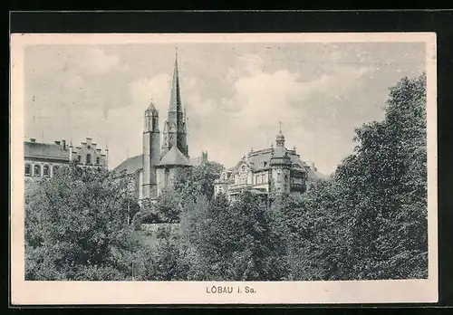 AK Löbau /Sa., Blick auf die Kirche