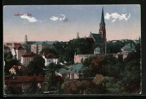 AK Löbau /Sa., Ortsansicht aus der Vogelschau