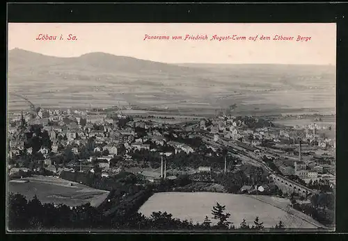 AK Löbau /Sa., Panorama vom Friedrich August-Turm auf dem Löbauer Berge