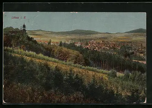 AK Löbau /Sa., Ortsansicht aus der Vogelschau