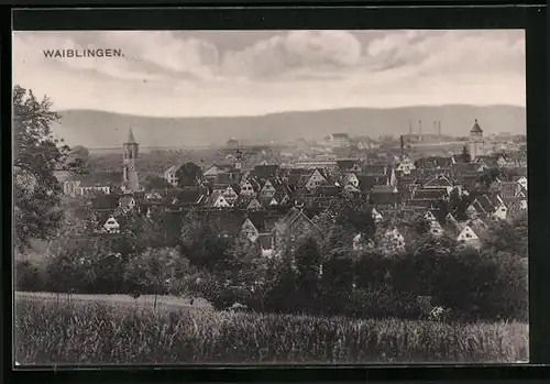 AK Waiblingen, Ortsansicht aus der Vogelschau