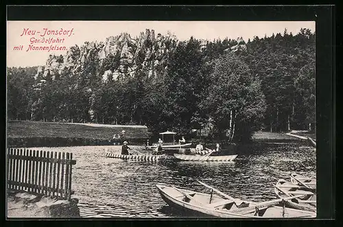 AK Neu-Jonsdorf, Gondelfahrt mit Nonnenfelsen