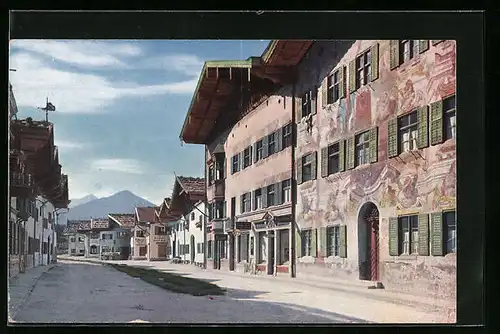 AK Mittenwald, Obere Marktstrasse mit Neunerhaus