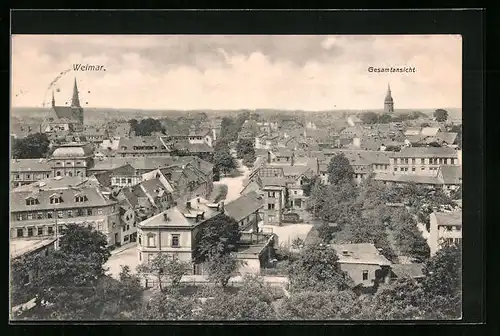 AK Weimar, Gesamtansicht mit Kirche