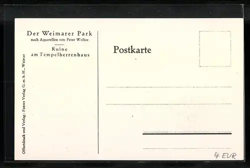 Künstler-AK Weimar, Park, Ruine am Tempelherrenhaus